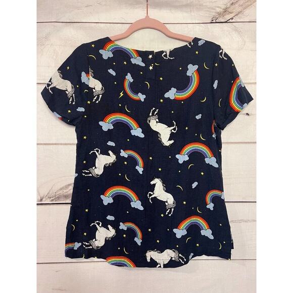ModCloth Womens SM Unicorn Rainbows Shirt Top Pride Fantasy - Picture 6 of 7